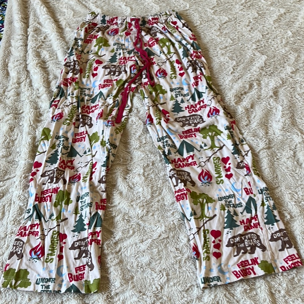 Toast And Jammies Camping Theme  Drawstring Pajama Pants Size M